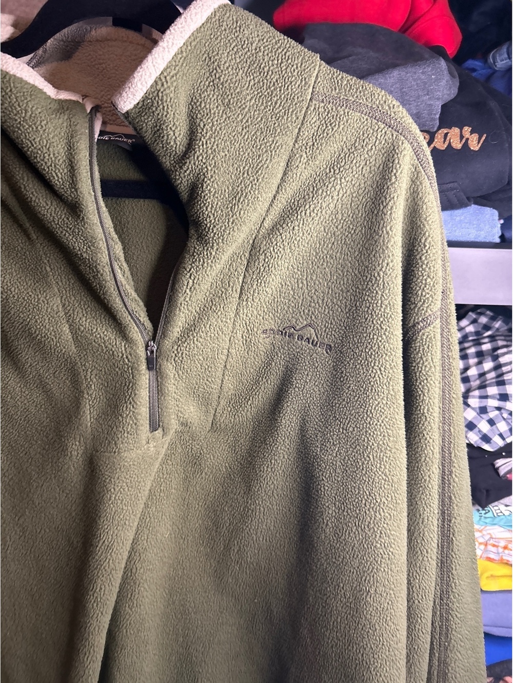 Eddie Bauer Olive Green Fleece Pullover 3XLT Made in Canada